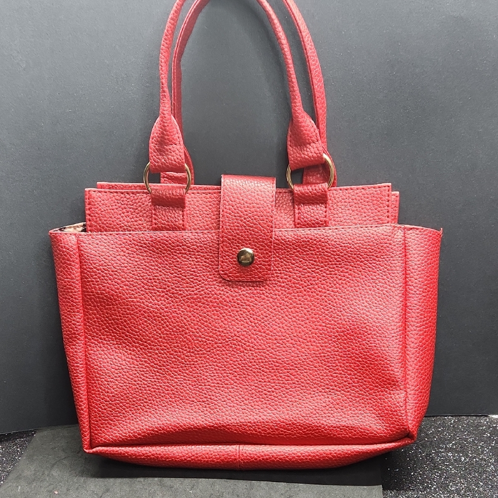 Red Women's Handbag With Bag Of Jewelry